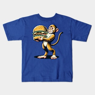 Monkey carrying burger Kids T-Shirt